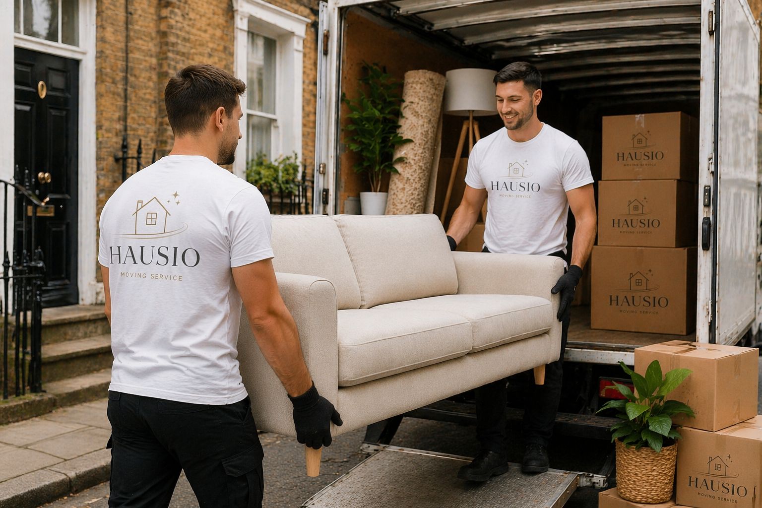 Hausio removals team with branded van in London